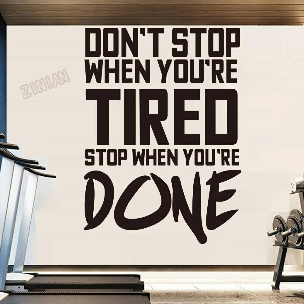 Inspirational Gym Phrase Wall Decals Don't Stop When You're Tired Qoutes For Teen Room Vinyl Wall Stickers For Study Room Y156