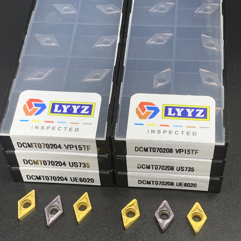 10 قطعة DCMT070204 VP15TF UE6020 US735 كربيد الداخلية تحول أداة DCMT070208 VP15TF UE6020 US735 الوجه endmills