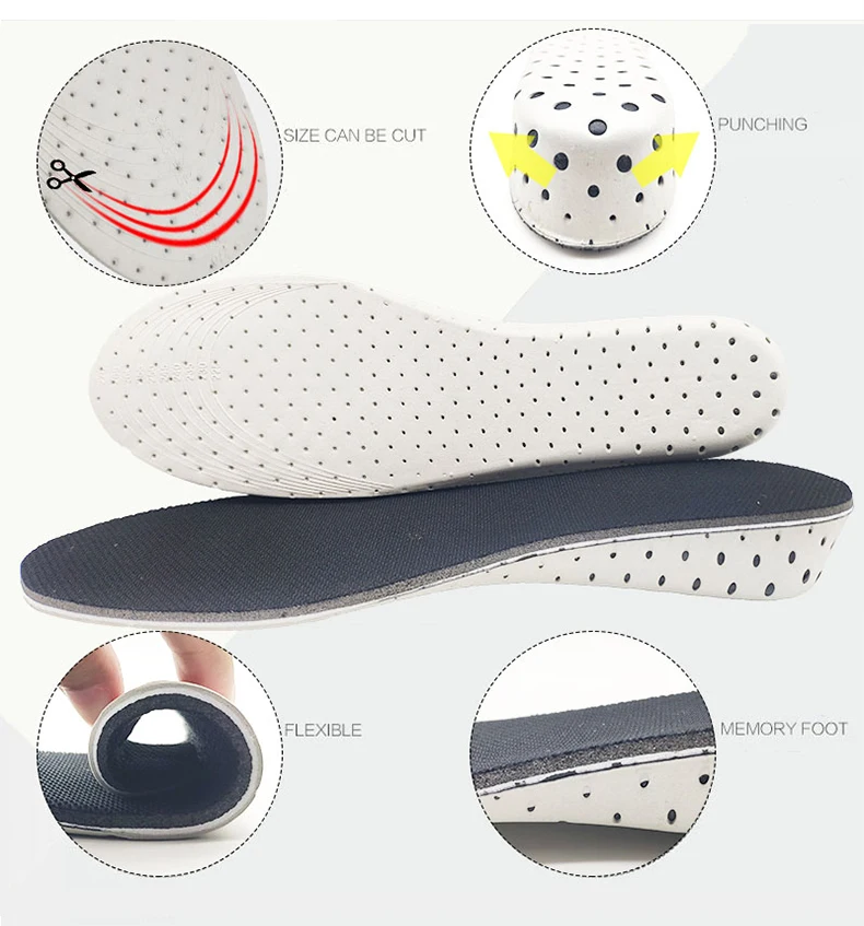 Einlegesohle zur Erhöhung der Höhe, 1 Paar, hart, atmungsaktiv, Memory-Schaum, Fersenhebeinsätze, Schuhheber, Schuhpolster, Aufzugs-Einlegesohlen für Unisex – Detail 4
