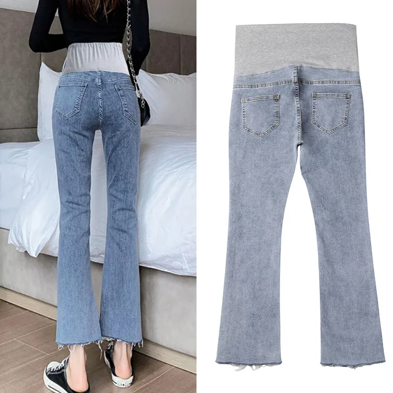 Korea Style Maternity Jeans Maternity Pants maternity stretch wide leg pants maternity Straight Jeans Maternity Pants