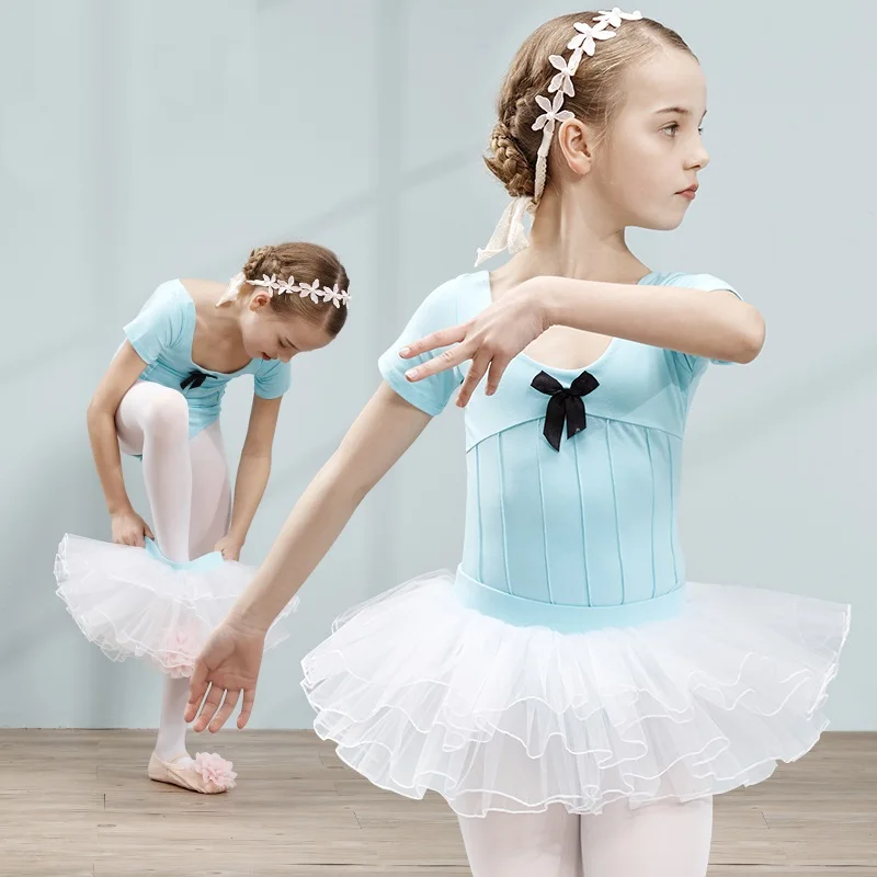 

New Short Sleeve Dance Skirts for Girls, Kids Cotton Ballet Dancewear ,Toddler Ballet Dress, Kids Tutu Dress, Kids Dance Dress