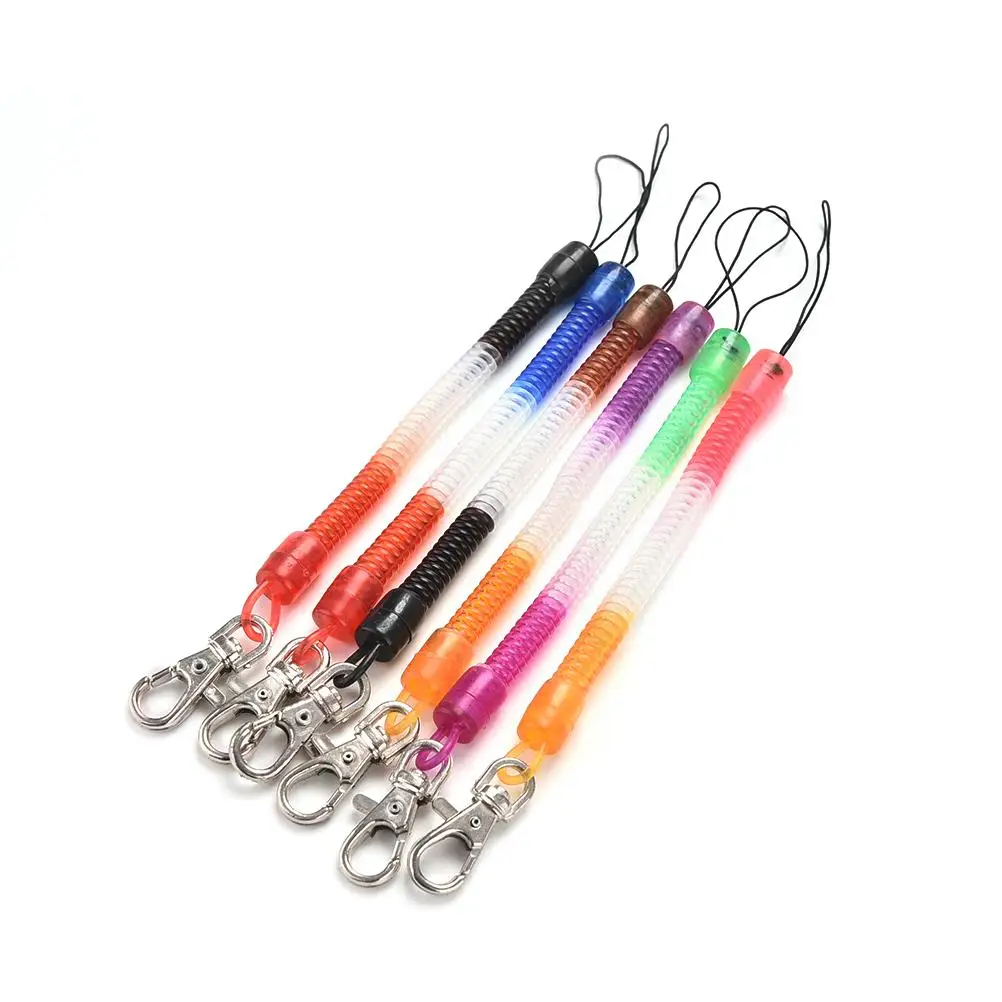 Black Retractable Spring Coil Spiral Keychain para Homens e Mulheres, Chaveiro, Stretch Chain, Chaveiro, Plástico, Presentes, 6Pcs