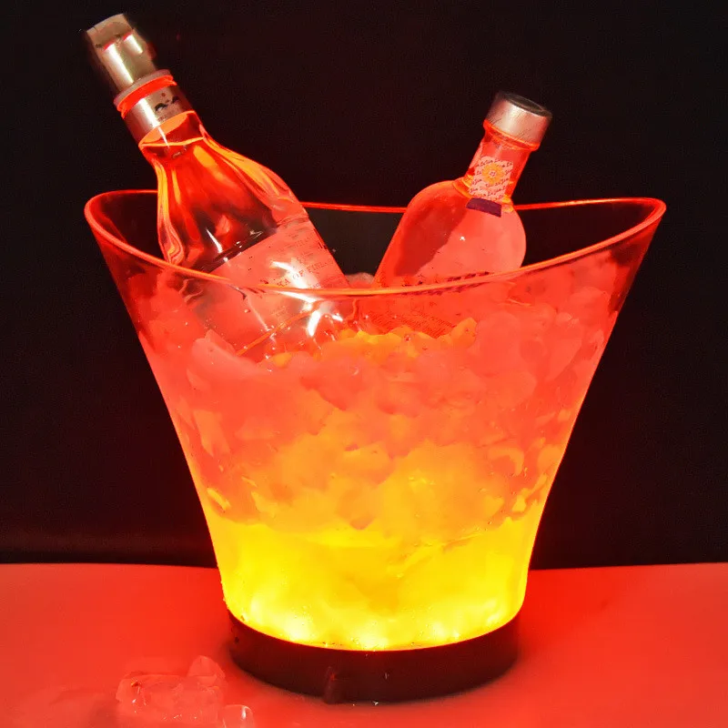 6.5L Waterproof ABS LED Ice Bucket 7 Color LED Champagne Bowl KTV Bars Nightclubs LED Light Up Beer Bucket Bars Night Party