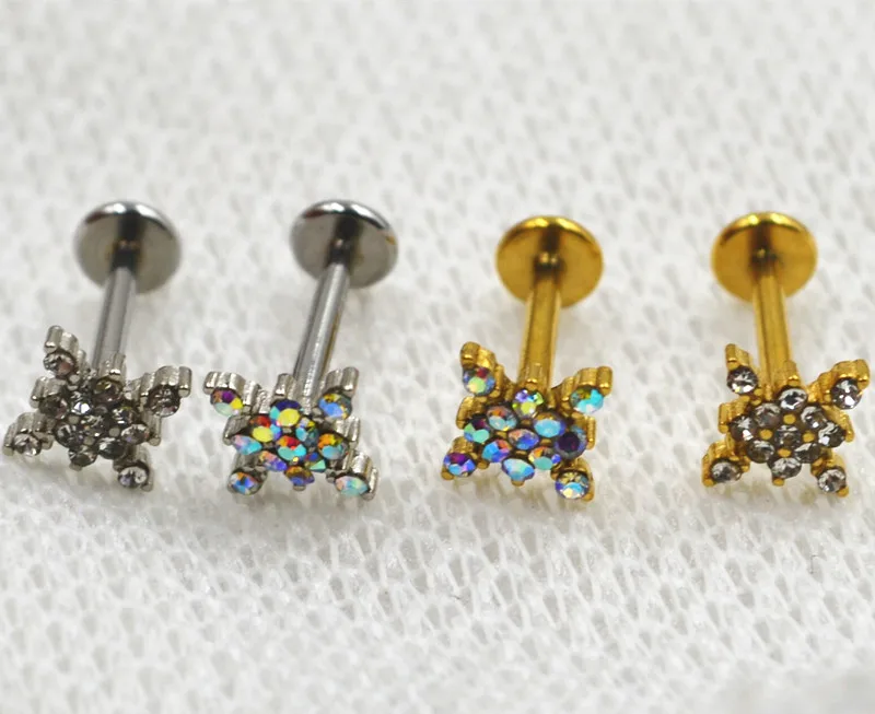 

LOT50pcs Body Jewelry -New Crystal Gems 16G Lip Labret Ring Bar Monore Studs Piercing Ear Helix Diath Cartilage Bar