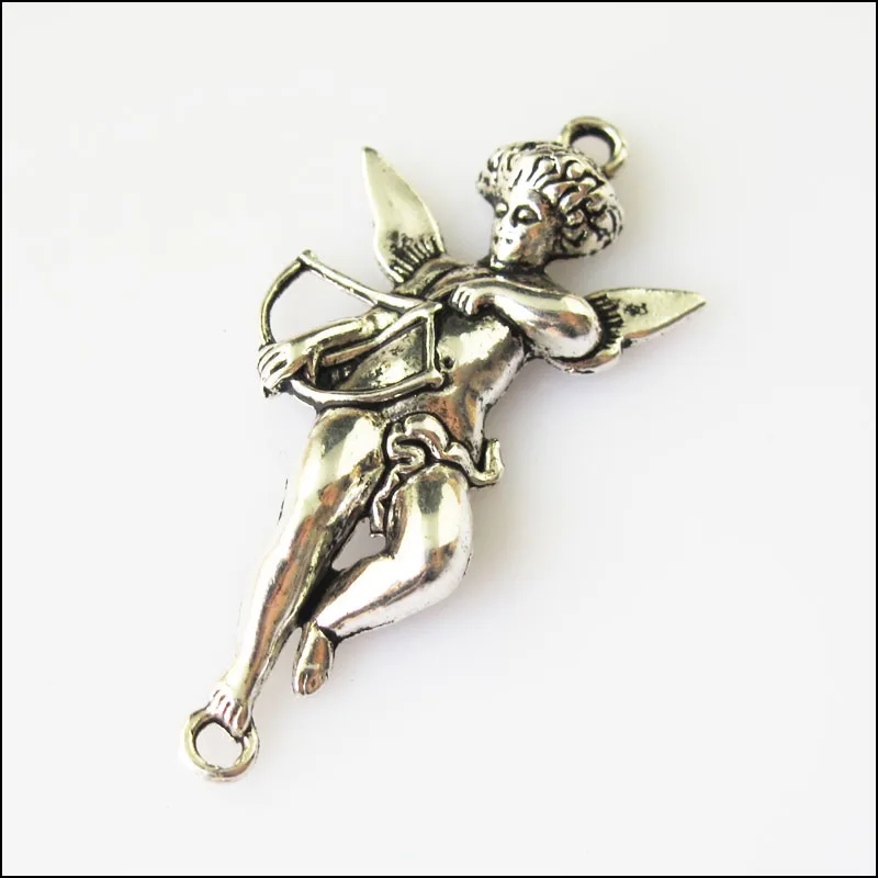 8 New Cupid Angel Wings Tibetan Silver Tone Charms Pendants 21.5x45mm