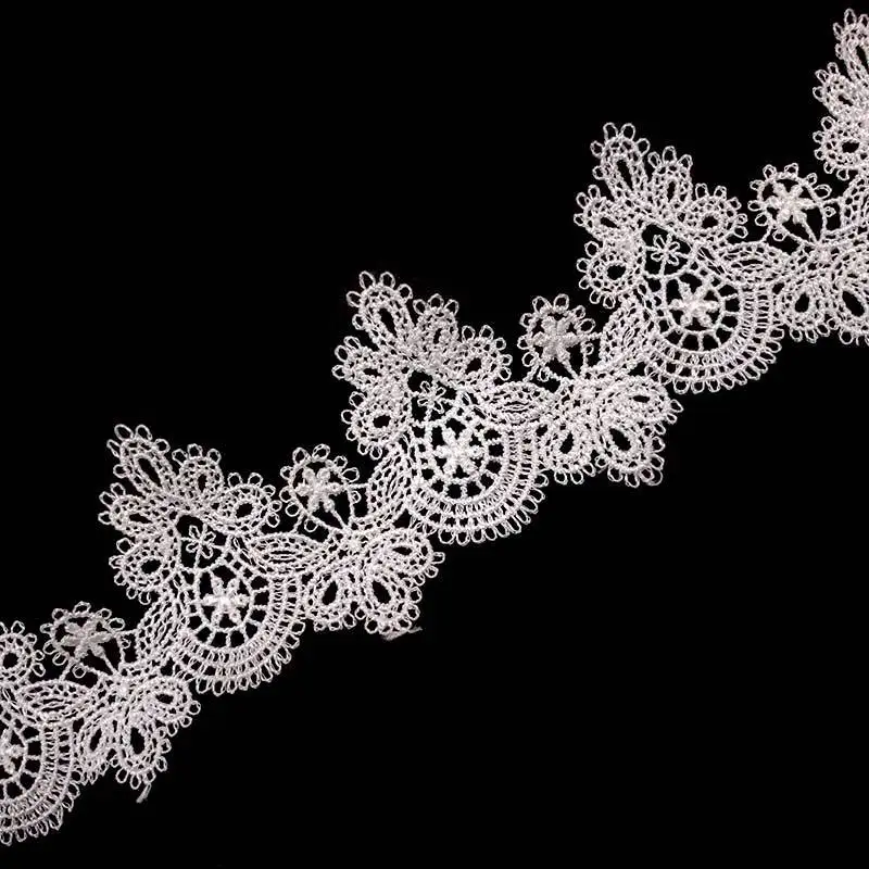 

15 ярдов кружевная ткань с цветком, черно-белая аппликация, нашивка, водорастворимая отделка, 6,2 см, лента, гипюра, поделки, шитье dentelle