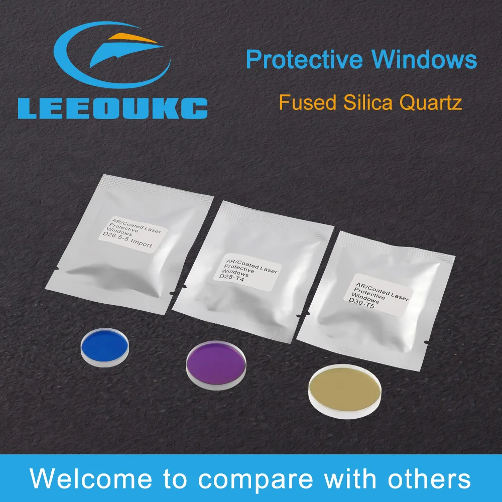 LEEOUKC Laser Protective Windows Mirror Dia 30 - 55 Quartz Fused Silica for Fiber Laser 1064nm ProCutter Raytools WSX 30x5 37x7