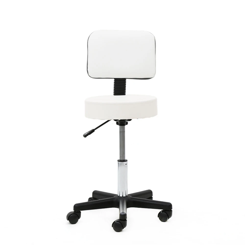 360 Degrees  Adjustable Round Shape Plastic Adjustable Salon Stool with Back White Bar Stool Chair  Bar Stools Modern