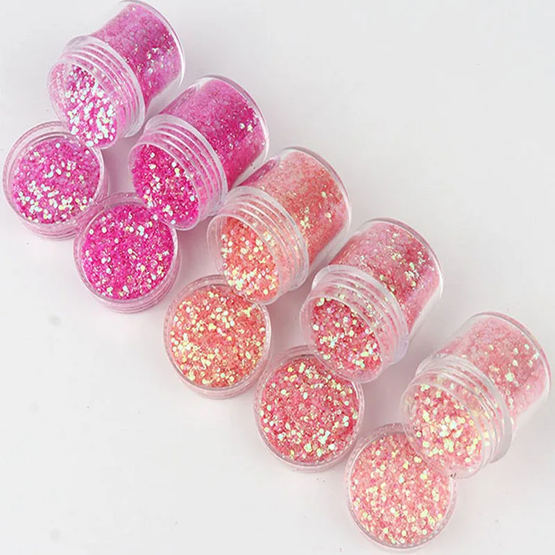 Mini Shining Nail Glitter Sequins Holographic Colorful Peony Pink Mix Series Flakes DIY Nails Glitter Nail Art Accessories10ml