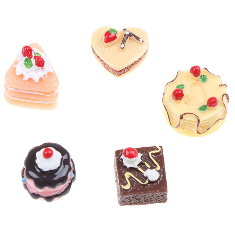 5Pcs Simulation Chocolate Cakes Miniature Food Figurine Dollhouse Accessories Decorate Your Cute Dollhouse Add Some Lively Aure