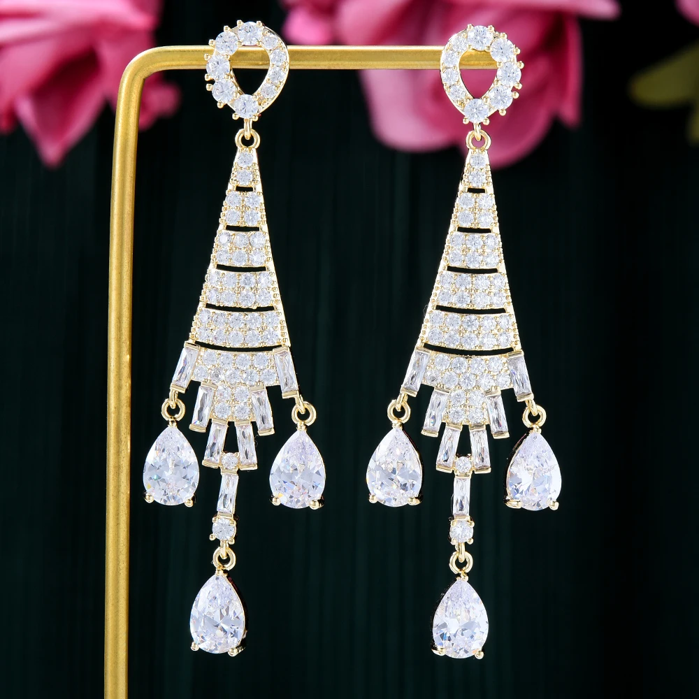 

GODKI Fashion street style Water Drop Earrings For Women Wedding Party Cubic Zircon Dubai Bridal Earring boucle d'oreille