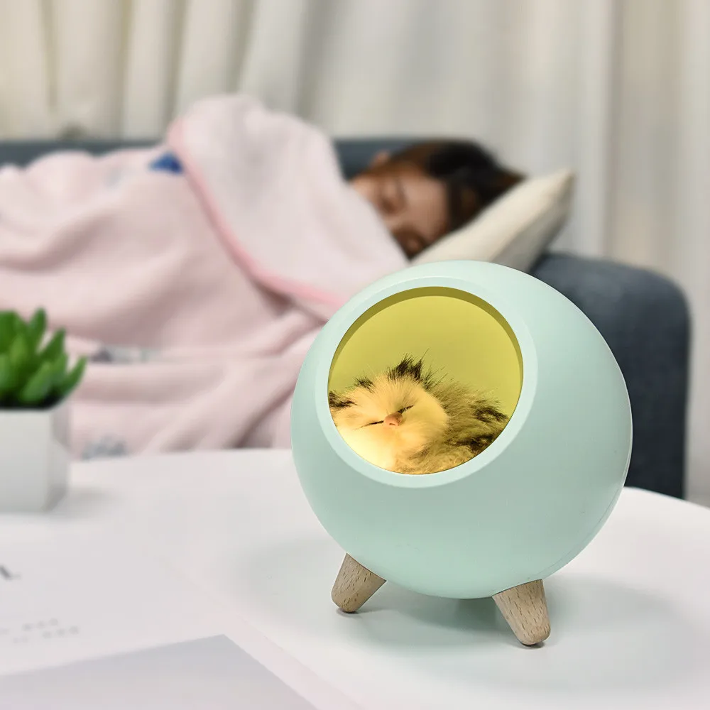 Veilleuse LED chat mignon pour enfants, capteur tactile, intensité variable, aste par USB, décoration de chambre à coucher, lampe de table pour