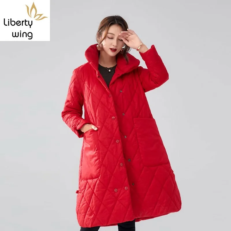 Women Loose Fit Long Parka Turtleneck Thick Warm Overcoat Winter Vintage Casual Oversize Parkas Female Colors Outwear Coats