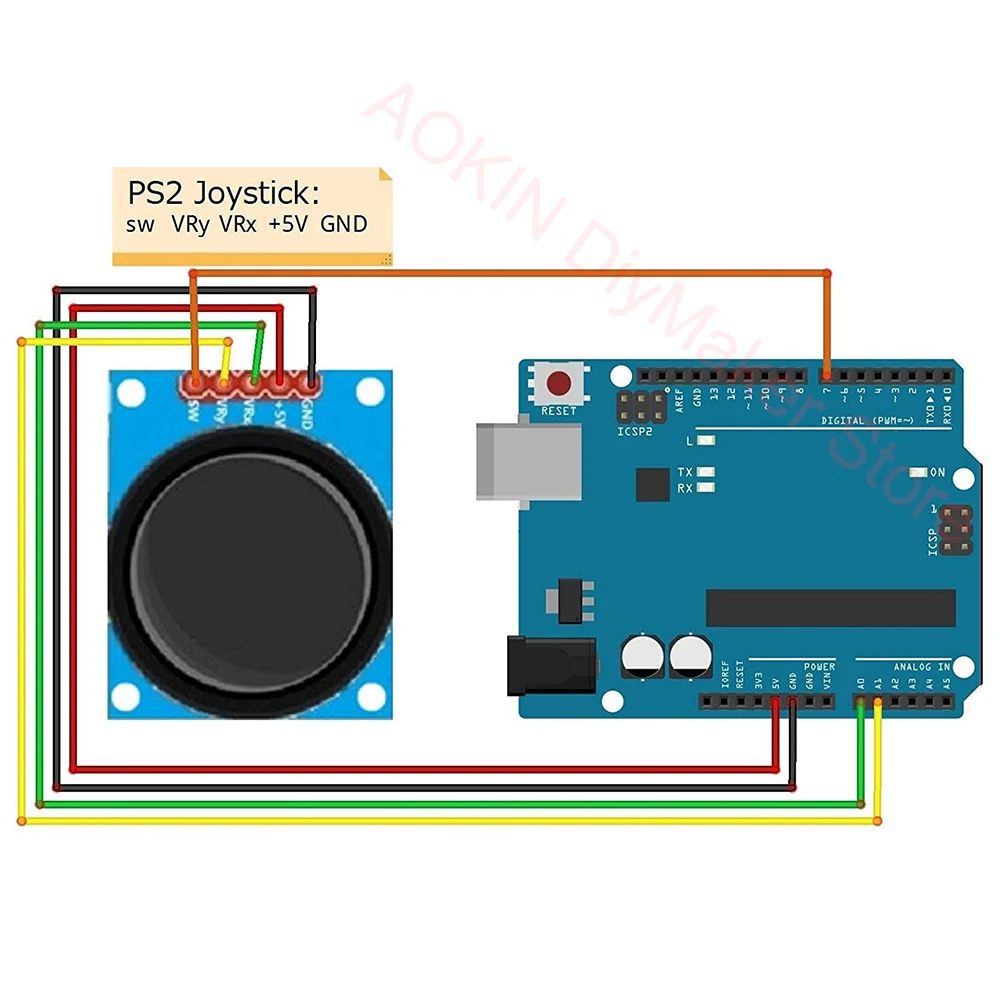 Imagem -05 - Módulo Joystick Arduino Eixo Duplo xy Peças Mais Qualidade Ps2 Sensor de Alavanca de Controle