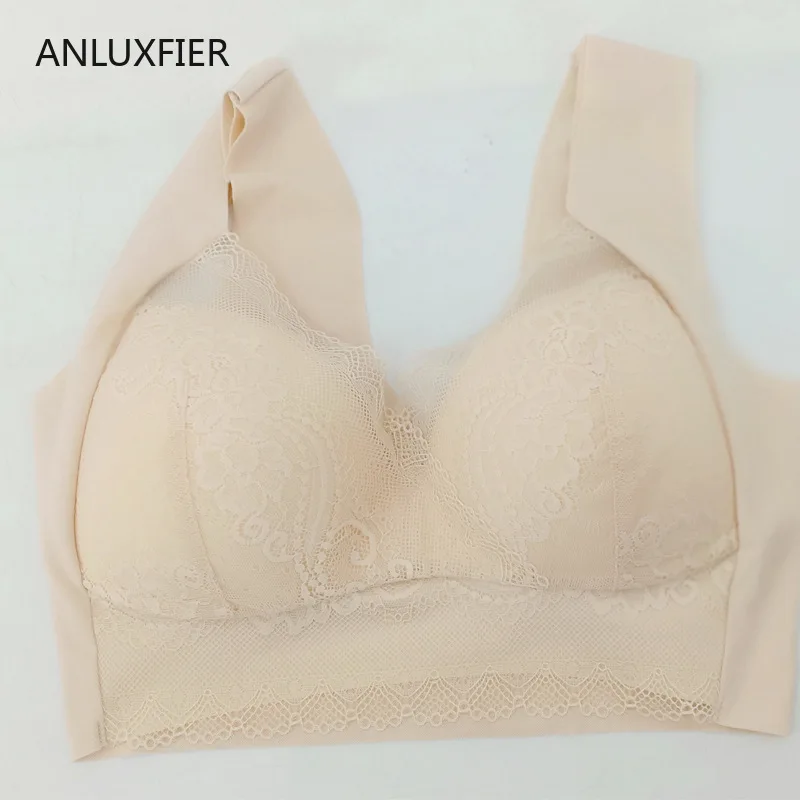 H9701 Vrouwen Kanten Beha Zonder Stalen Ring Comfortabel Ondergoed Bras Brede Schouderriem Volledige Cup Terug Gesp Ademend Lingerie