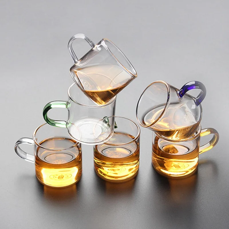 

90ml High borosilicate glass tea cup with handle cup transparent heat-resistant Beer Mug coffee cup healthy drink kitchen tool