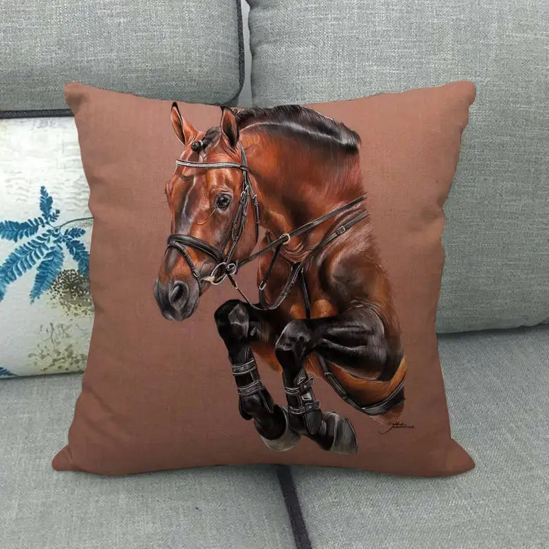 Animal pattern pillowcase decoration pillowcase simple wind pillow set art restoring ancient ways horse head linen pillow case