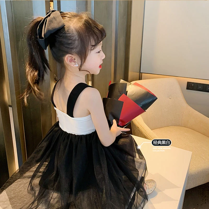 1-6Y 2025 Summer Girls Dresses Cotton Dress Summer Girl Lace Fluffy Tutu Dress Princess Kids Dress Sleeveless Children Clothes