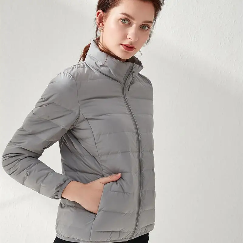 Doudoune imperméable Ultra légère pour femme, manteau de haute qualité, décontracté, col montant, bouffant, Portable, JK-814