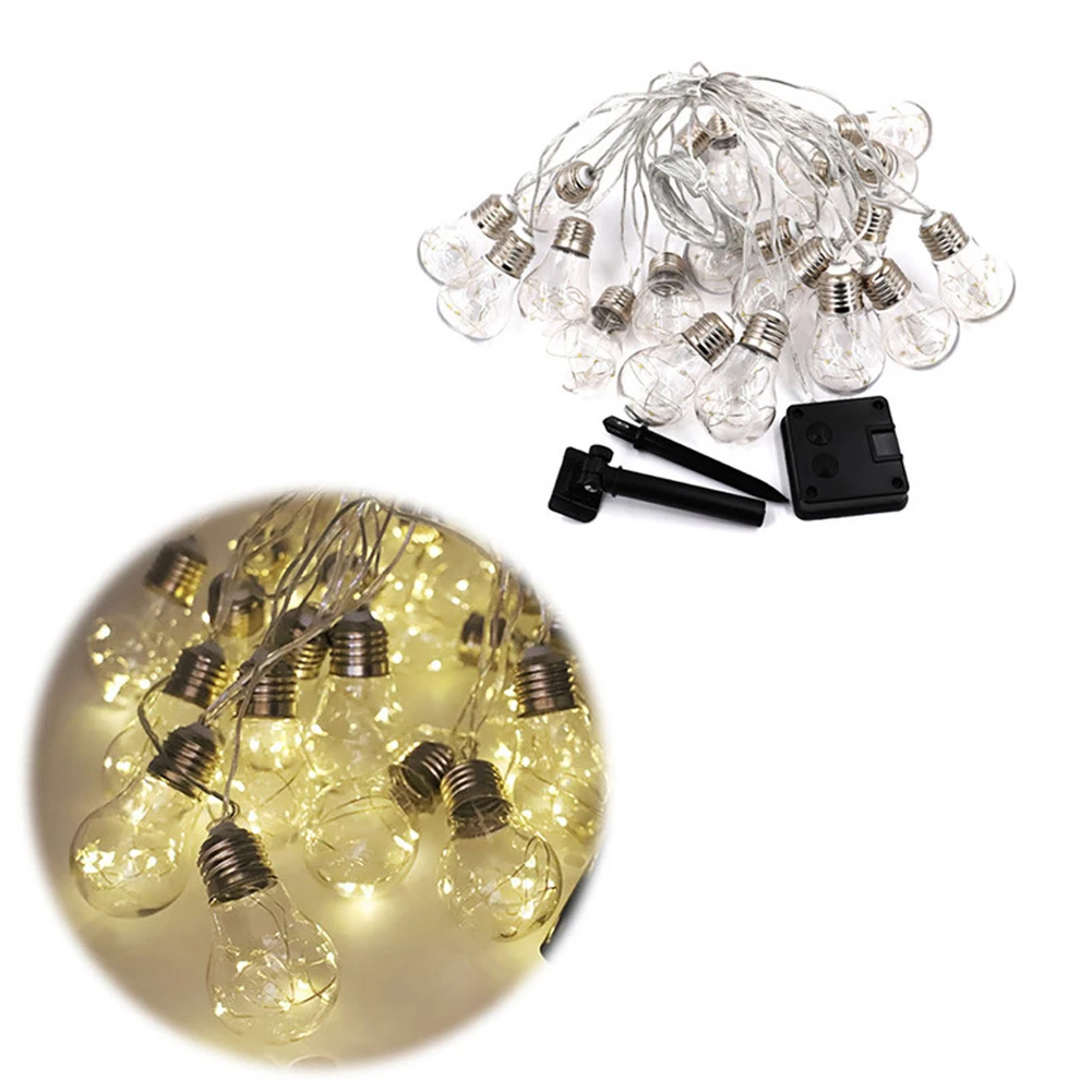 Solar Garden Lights Outdoor, 10/ 20 Bulbs Copper Wire Bulbs String Lights Solar Hanging Lights Clear Round Ball LED Solar Lights