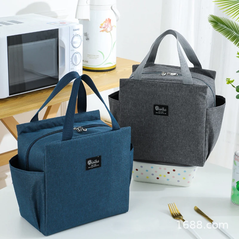 Large Capacity Thickened Double Pocket Lunch Bag Portable Dinner Container School Food Storage Cooler Handbag