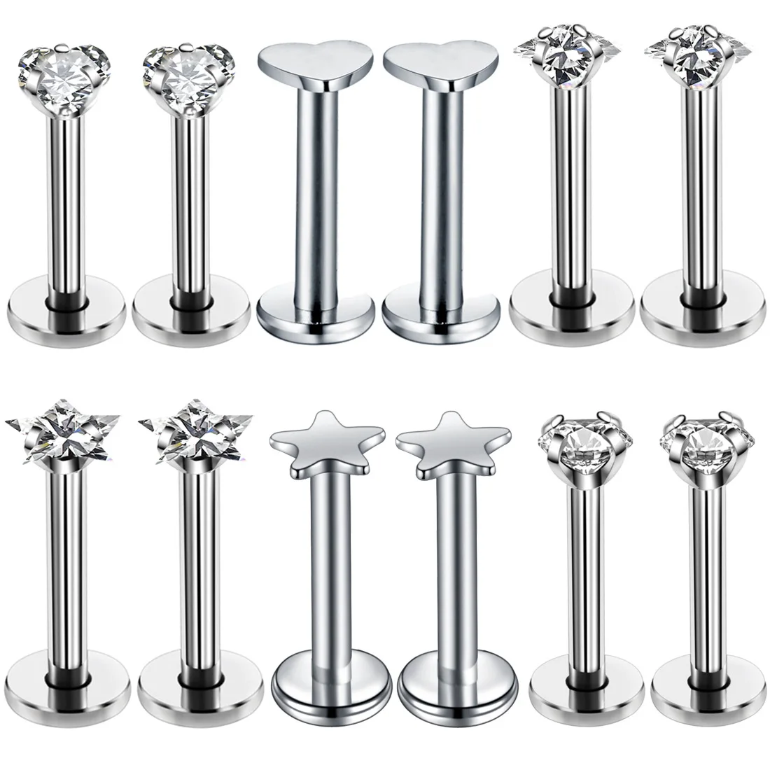 Crystal Labret Piercing Set Tragus Earring Lot
