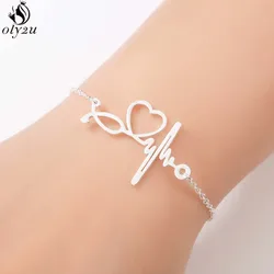 Stainless Steel Heartbeat Cardiogram Bracelet Fashion Stethoscope Charm Bracelets Bangles for Women Nurse Doctor Special Gift