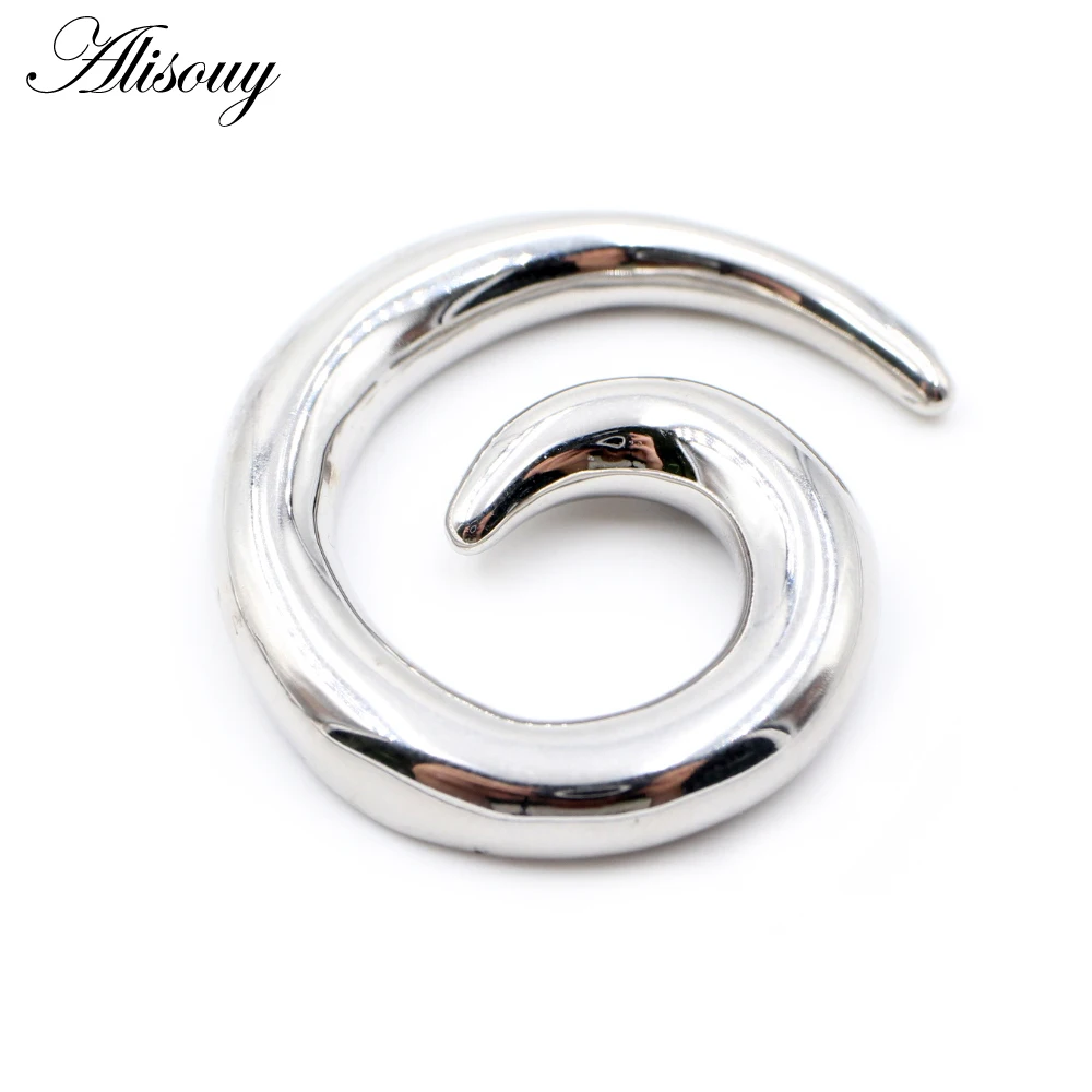 Alisouy 1pc Stainless Steel Animal Spiral Snail Dragon Squid Ear Weights Ear Tunnels Plugs Expander Gauges Body Piercing Jewelry