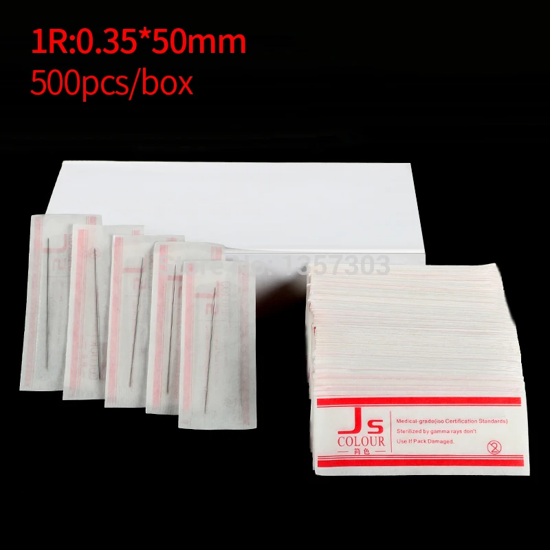 Free Shipping 500 Pieces/Box Tattoo 1R Needles For Permanent Eyebrow and Lip Munsu Makeup Machine 0.35mm*50mm