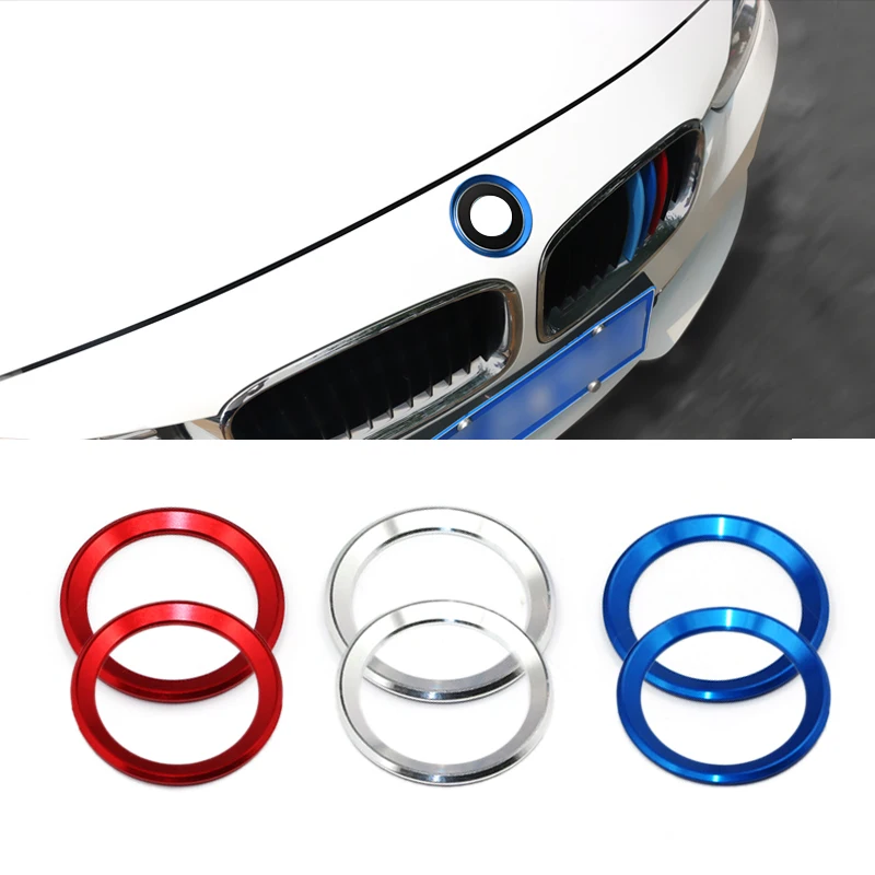 Chrome Aluminum Car Exterior Logo Ring Front Hood Trunk Lid Badge Circle Decoration Emblem For BMW 3 4 Series M3 M4 E36 E46 E90