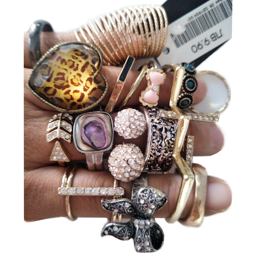 CL002 BIGBING: Anello in Cristallo Dorato e Argento per un Look Fashion con Qualità Elevata e Senza Nichel