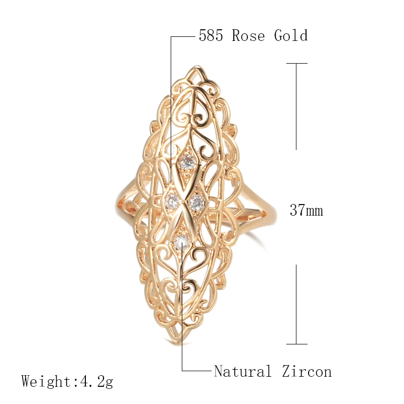 Wbmqda Luxury Ethnic Bride Ring Wedding Jewelry Trendy 585 Rose Gold Natural Zircon Rings for Women Fashion Vintage Jewelry