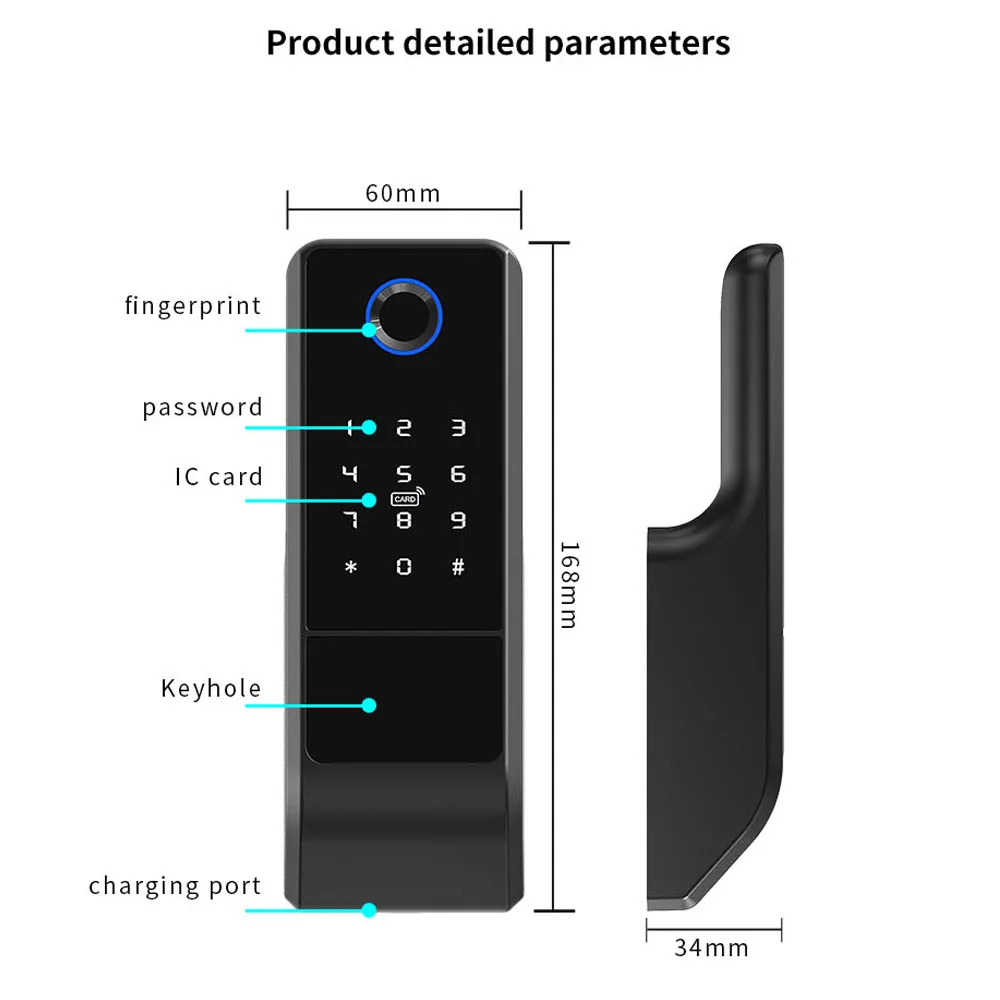 Waterdichte Wifi Vingerafdruk Smart Deurslot Smart Card Digitale Code Elektronische Deurslot Ttlock VR8