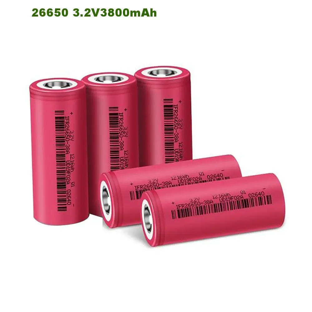 26650 Lifepo4 Cylindrical 3800mAh High Energy Density Rechargeable Battery for EV Solar Energy Storage System Trolly Golf Cart