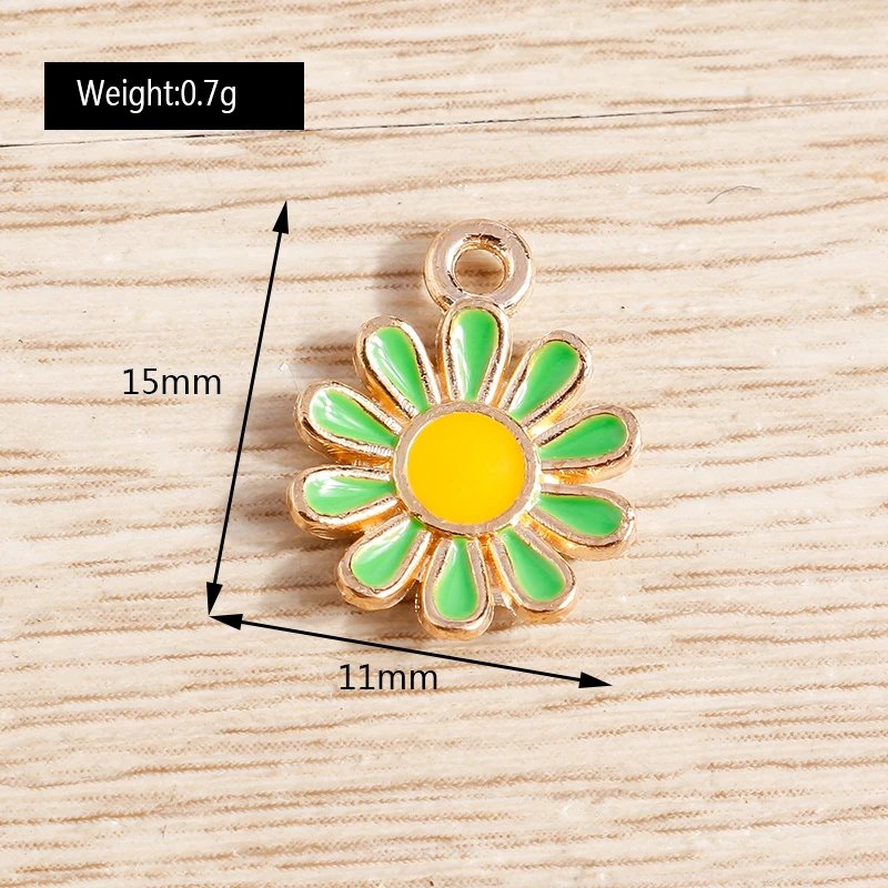 10pcs 11*15mm 6 Colors Enamel Daisy Flower Charms for Making Pendants Necklaces Earrings Bracelets DIY Handmade Jewelry Findings