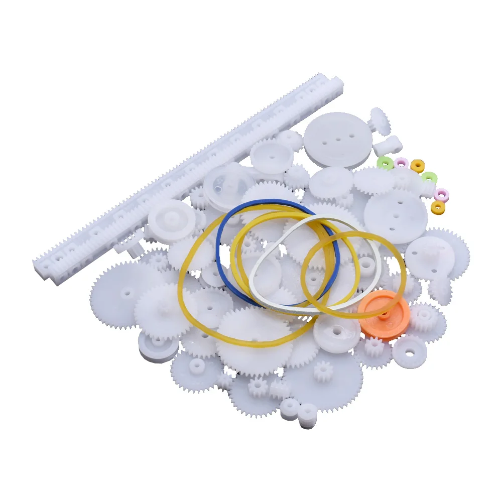 WAVGAT 75PCS/lot Plastic Gear,Rack, Pulley, Belt,Worm Gear,Single-and Double-gear,8-56 Teeth for arduino Diy Kit