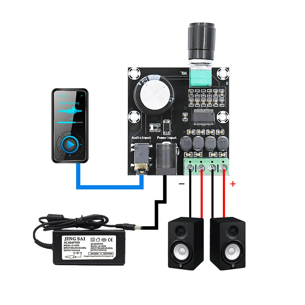 Tenghong XH-A230 Digital HD Power Amplifier Board DC8~24V Desktop Speaker Electronic DIY AMP Audio Amplifiers 30W Dual Channel