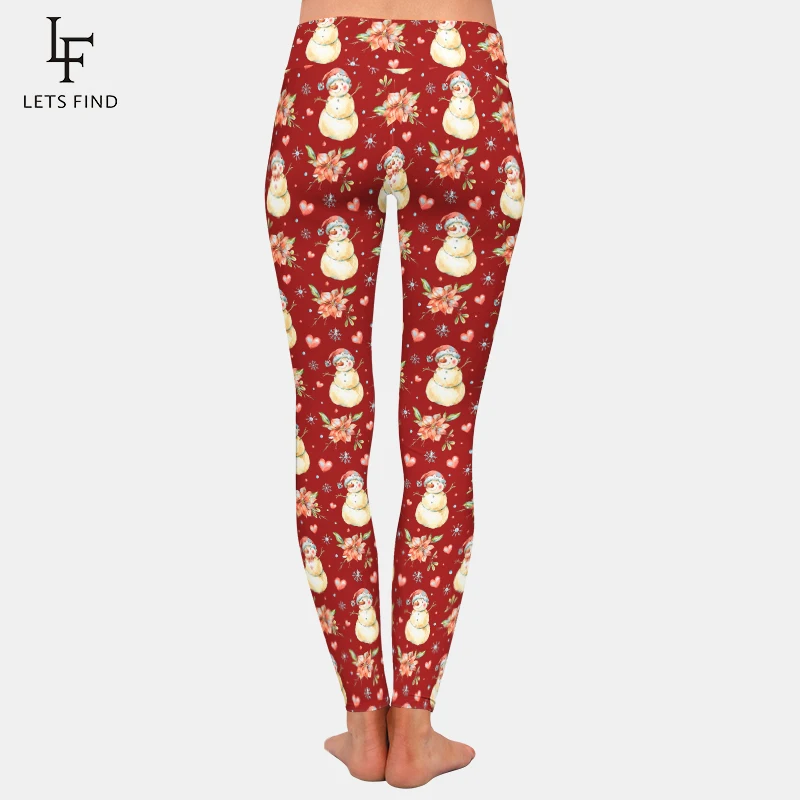 LETSFIND Autumn and Winter High Quality Elastic Women High Waist Leggings Fashion New Snowman Digital Printing Fitness Pants