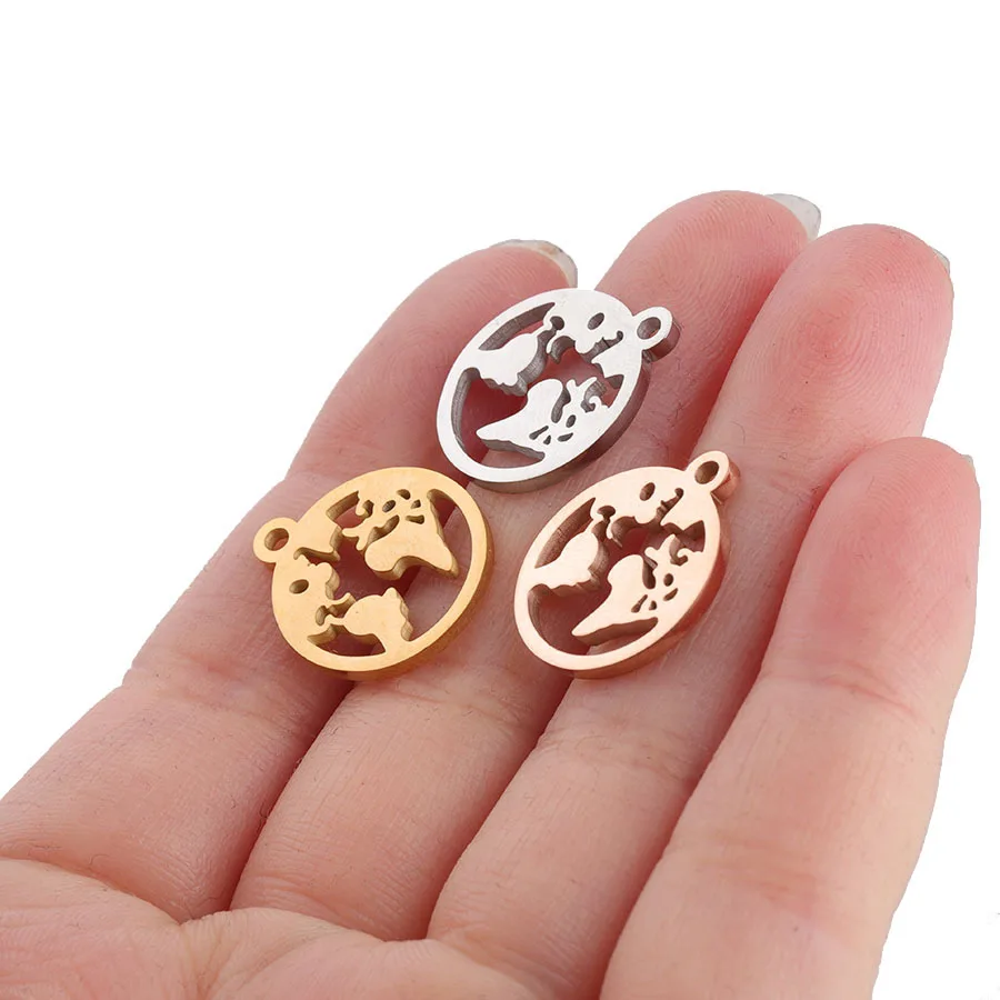 

30pcs 15x17mm Stainless Steel Mirror Polished World Map Charm Pendant Hollow Design for DIY Handmade Necklace Craft Wholesale