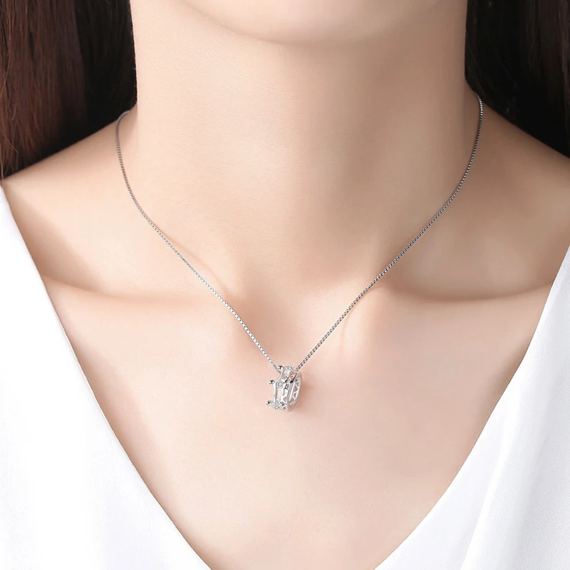 Nowy wykwintne korona wisiorek z cyrkonią naszyjnik 925 Sterling Silver moda Rhinestone Collarbone naszyjniki kobiety i dziewczyna biżuteria prezent — zdjęcie 7