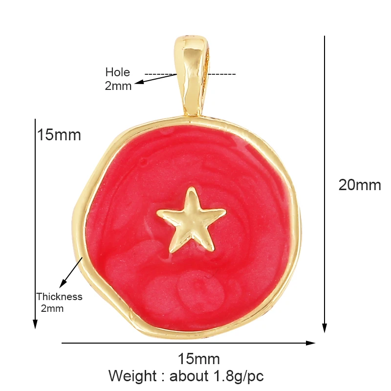 Dangle Star Moon Enamel Charm  Pink Orange Turquoise Red Pendant Oil Dropped,Gold Plated Colour,Necklace Bracelet Pendant K02