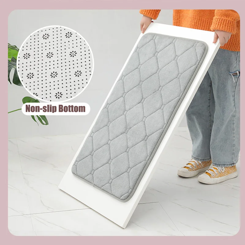 Non-slip Long Kitchen Mat Bath Carpet Floor Mats Home Entrance Doormat Absorbent Living Room Bathroom Lattice Washable Soft Rug