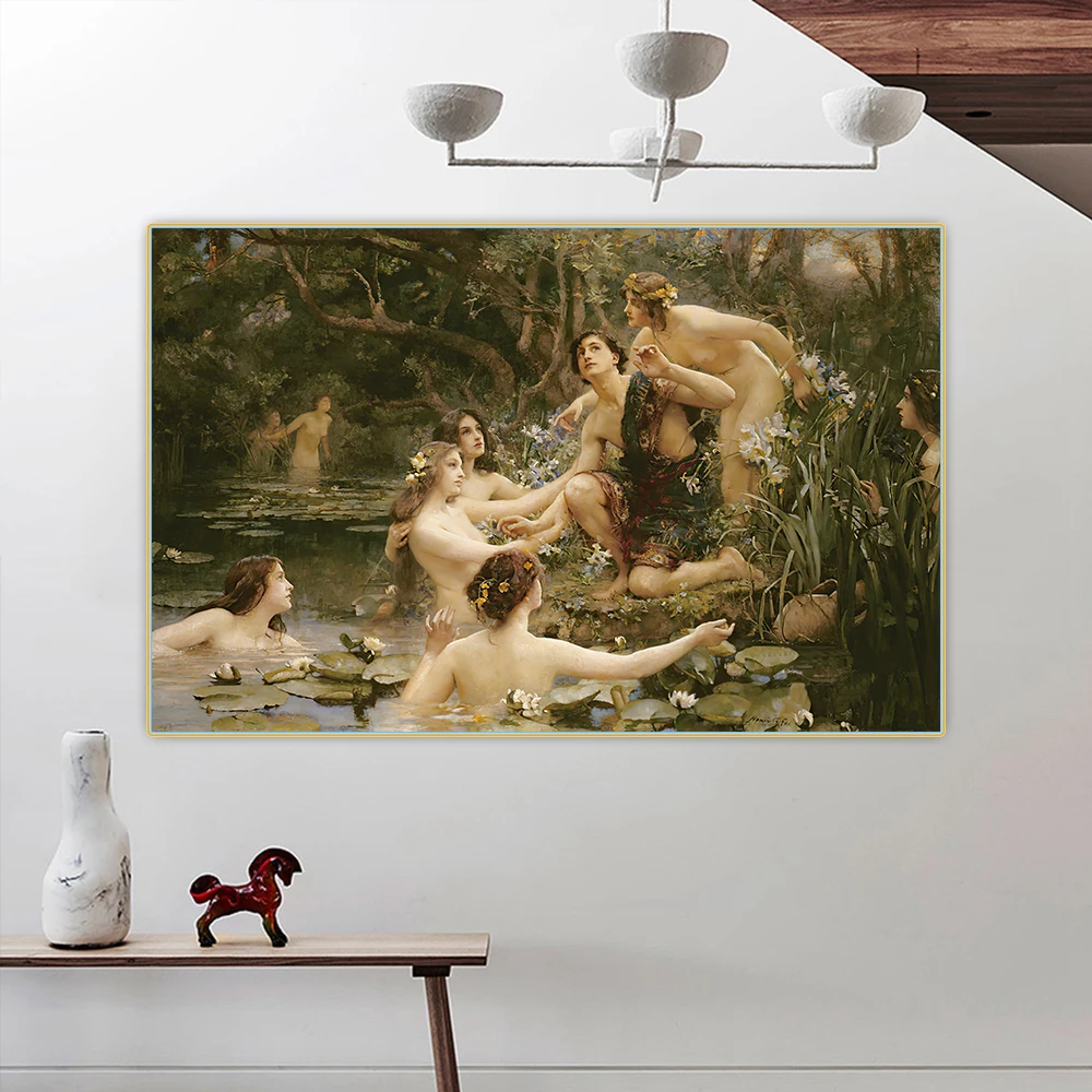 Citon Henrietta Rae《Hylas And The Water Nymphs》Canvas Oil Painting Artwork Poster Picture Wall Decor Home Living Room Decoration