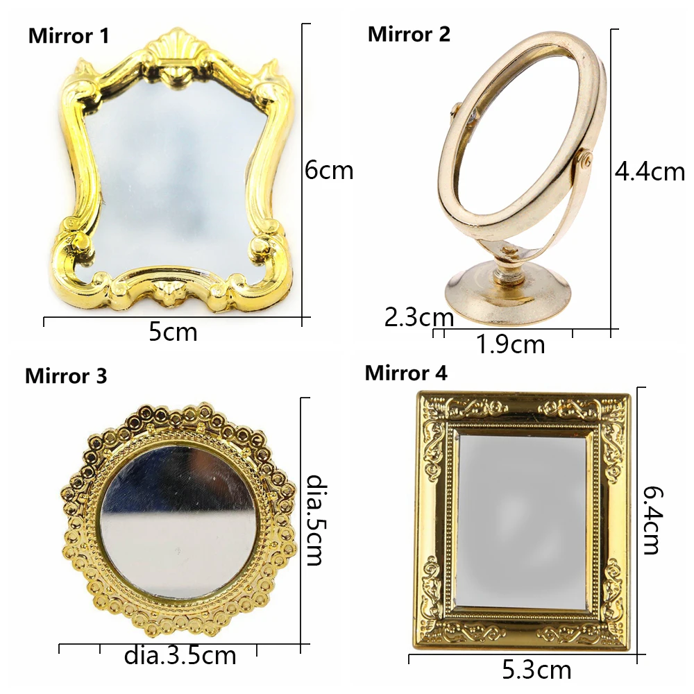 Ramki na zdjęcia w skali 1:12 lustro retro do wystroju domku dla lalek DIY ozdoba w stylu vintage meble akcesoria do domku dla lalek w stylu europejskim — zdjęcie 6