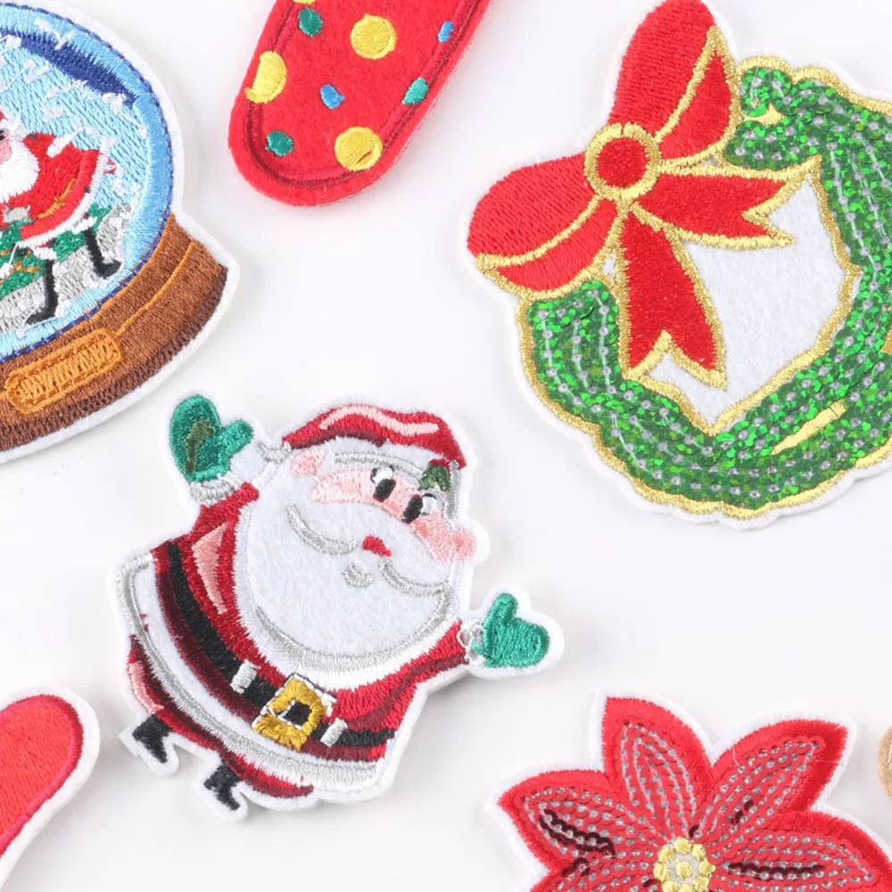 Sew Iron On Transfers Christmas Xmas Snowma Stock Patch For Clothes Clothing Stickers Applique Embroidered Sewing Badges Patches