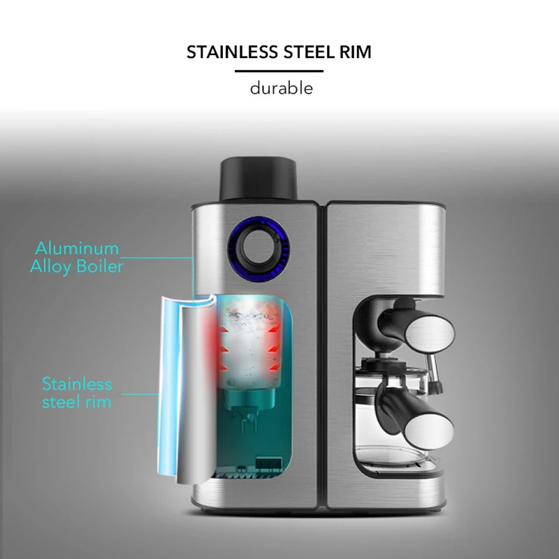 

MD-2006 household coffee machine 800W semi-automatic milk frothing integrated fancy coffee machine espresso coffee machine