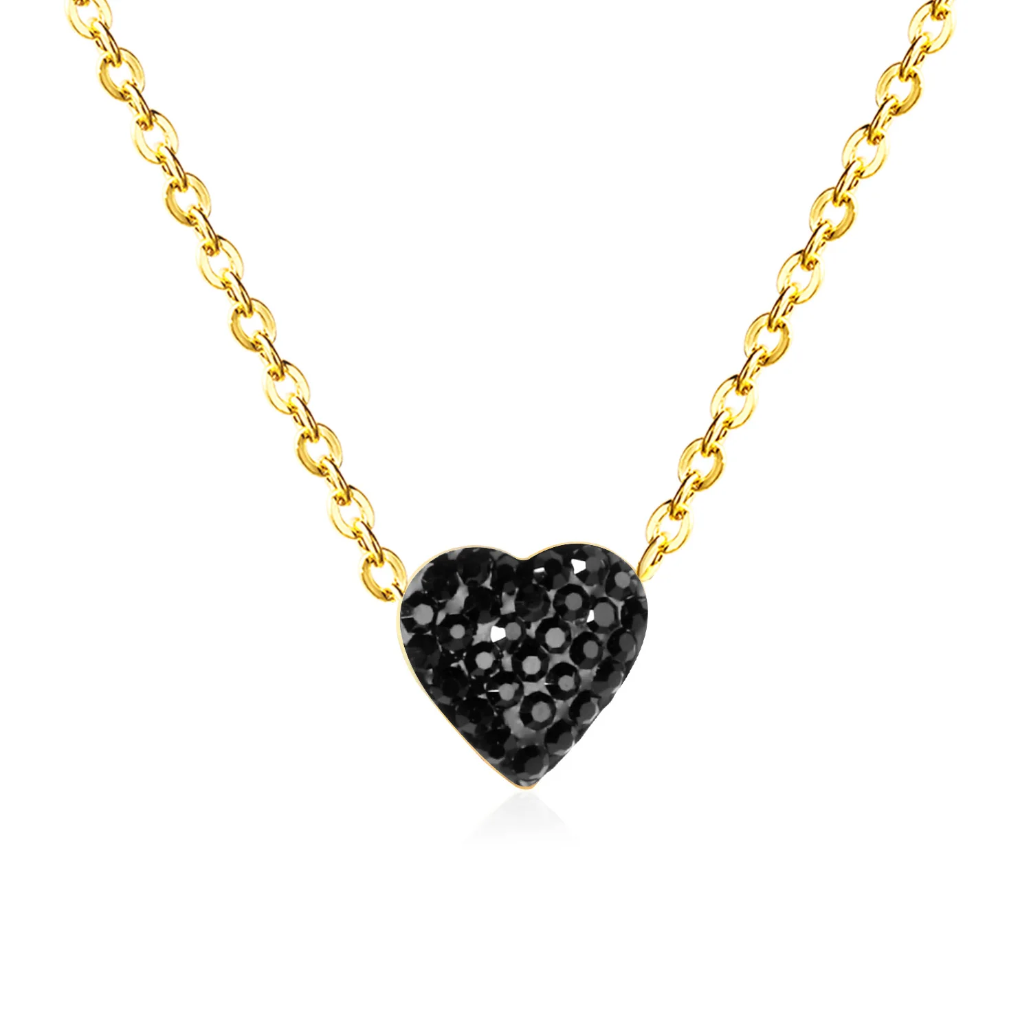 LUXUKISSKIDS Rhinestone Heart Pendant Necklace Woman/Girls Clavicle Choker Tiny Red Pink Black Simple Love Jewelry Romantic Gift