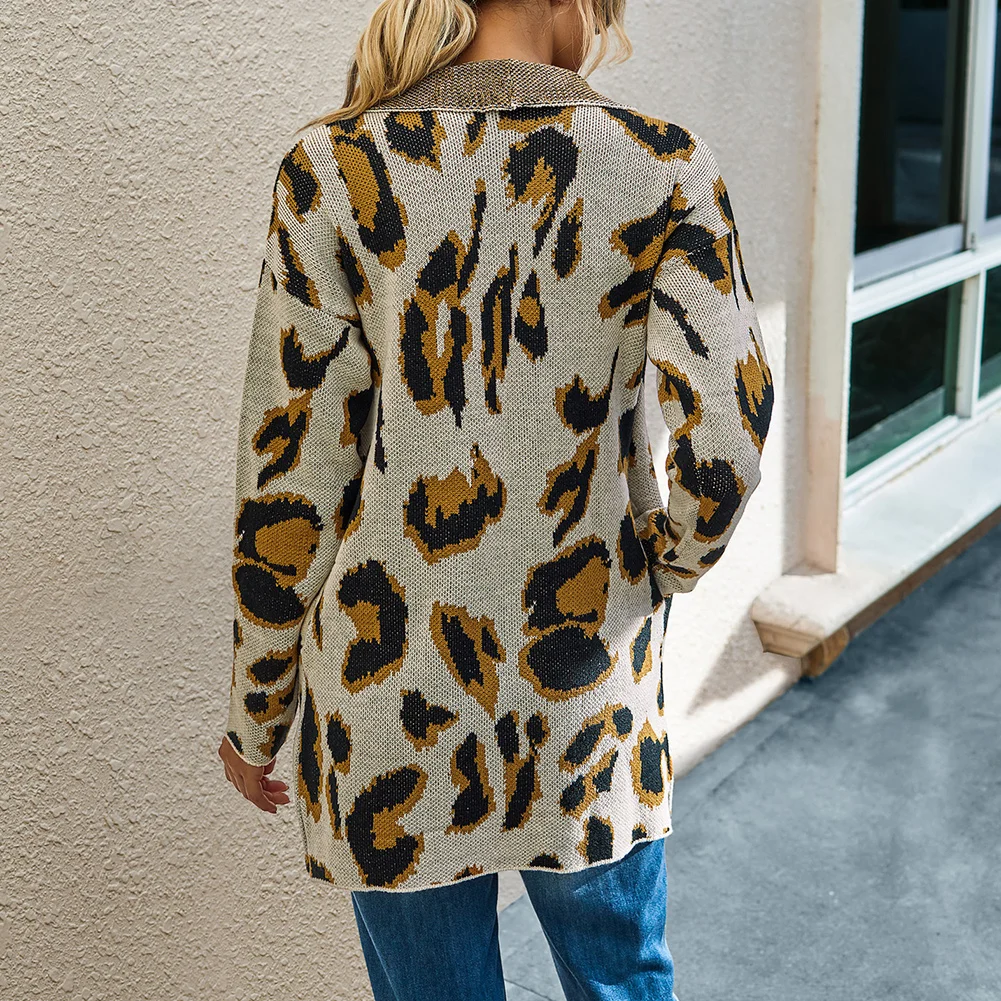 Kobiety zimowa bluza z długim rękawem Mini podkreślająca figurę sukienka swetrowa wzór w cętki dzianinowy sweter miękkie ciepłe Pull Femme damskie
