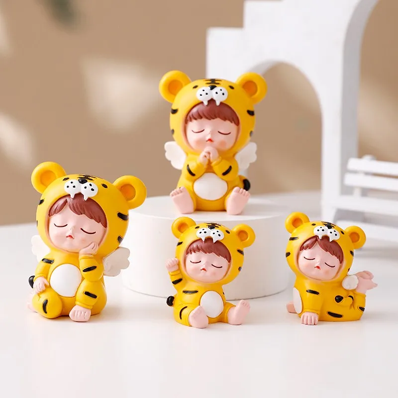 

4pcs/set Cute Tiger Ornament New year's Eve Decorations Ornaments Luck Resin Tiger For Home Decor подарки на новый год 2022