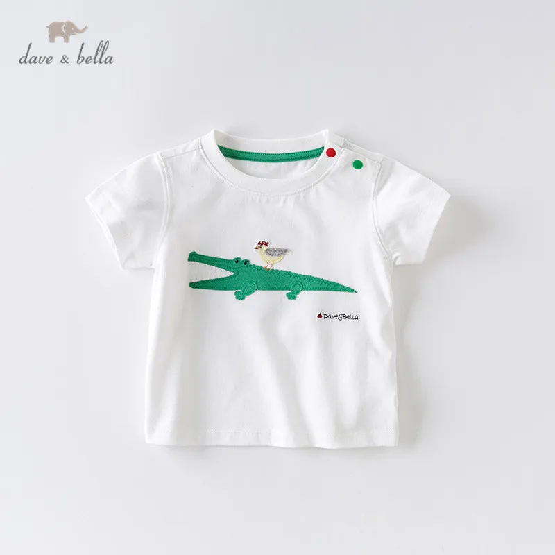 DBW13540 dave bella summer baby boys fashion cartoon T-shirt children short sleeve tops boys handsome kids fashion tees